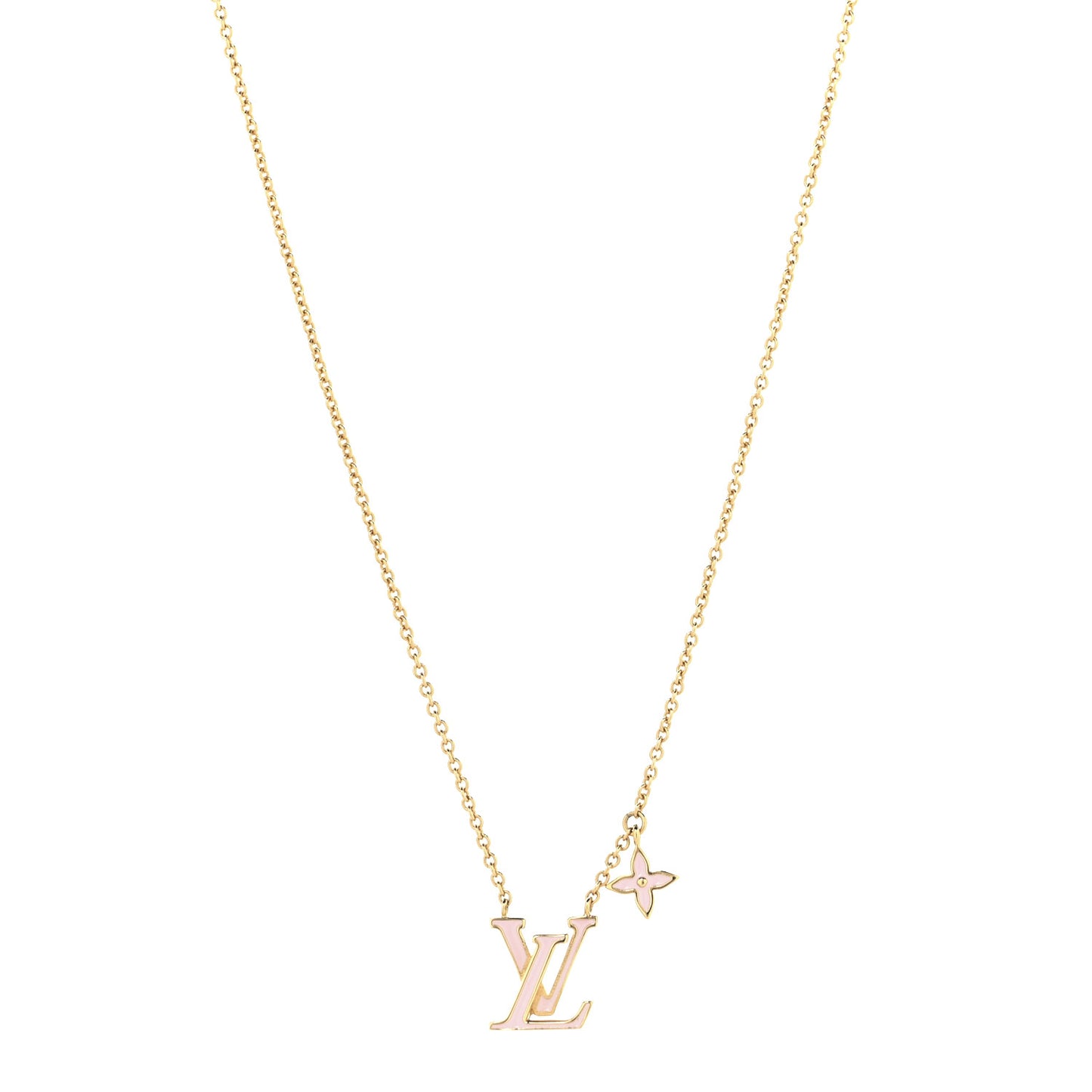 Enamel LV Iconic Necklace Gold Pink