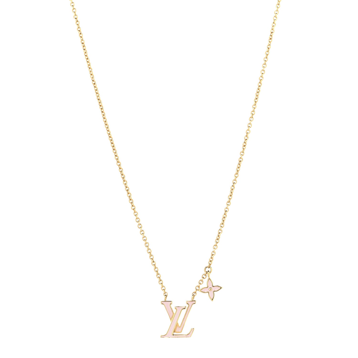 Louis Vuitton Enamel LV Iconic Necklace Gold Pink 1 of 7