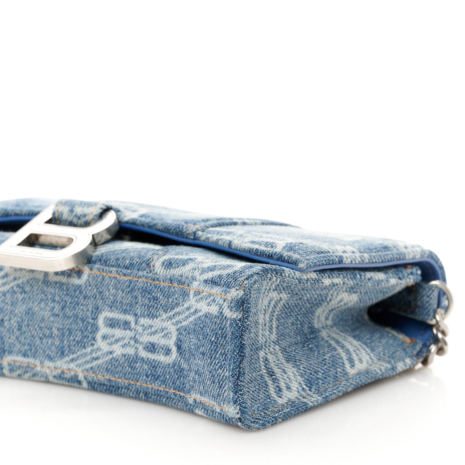 Balenciaga Denim BB Monogram Hourglass Chain Bag Blue 11 of 11