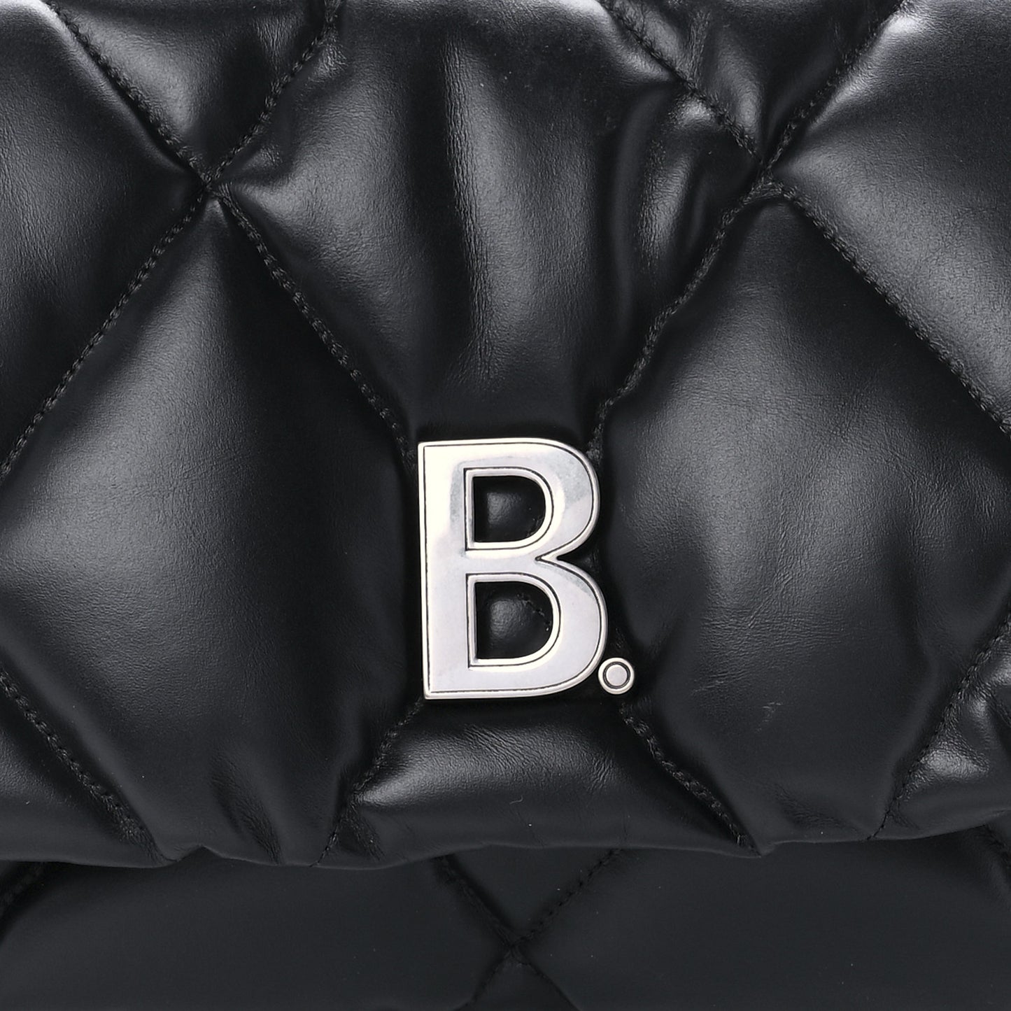 Nappa Calfskin Quilted Touch B Puffy Clutch Black