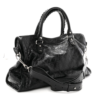 Balenciaga Agneau Arena Silver Hardware Medium Le City Black 3 of 10