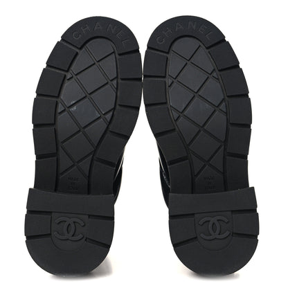 Chanel Lambskin Calfskin Quilted Lace Up Combat Boots 36.5 Black 6 of 9