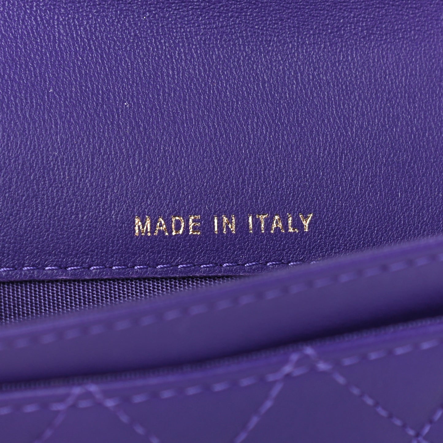 Lambskin Quilted Boy Flap Card Holder Purple