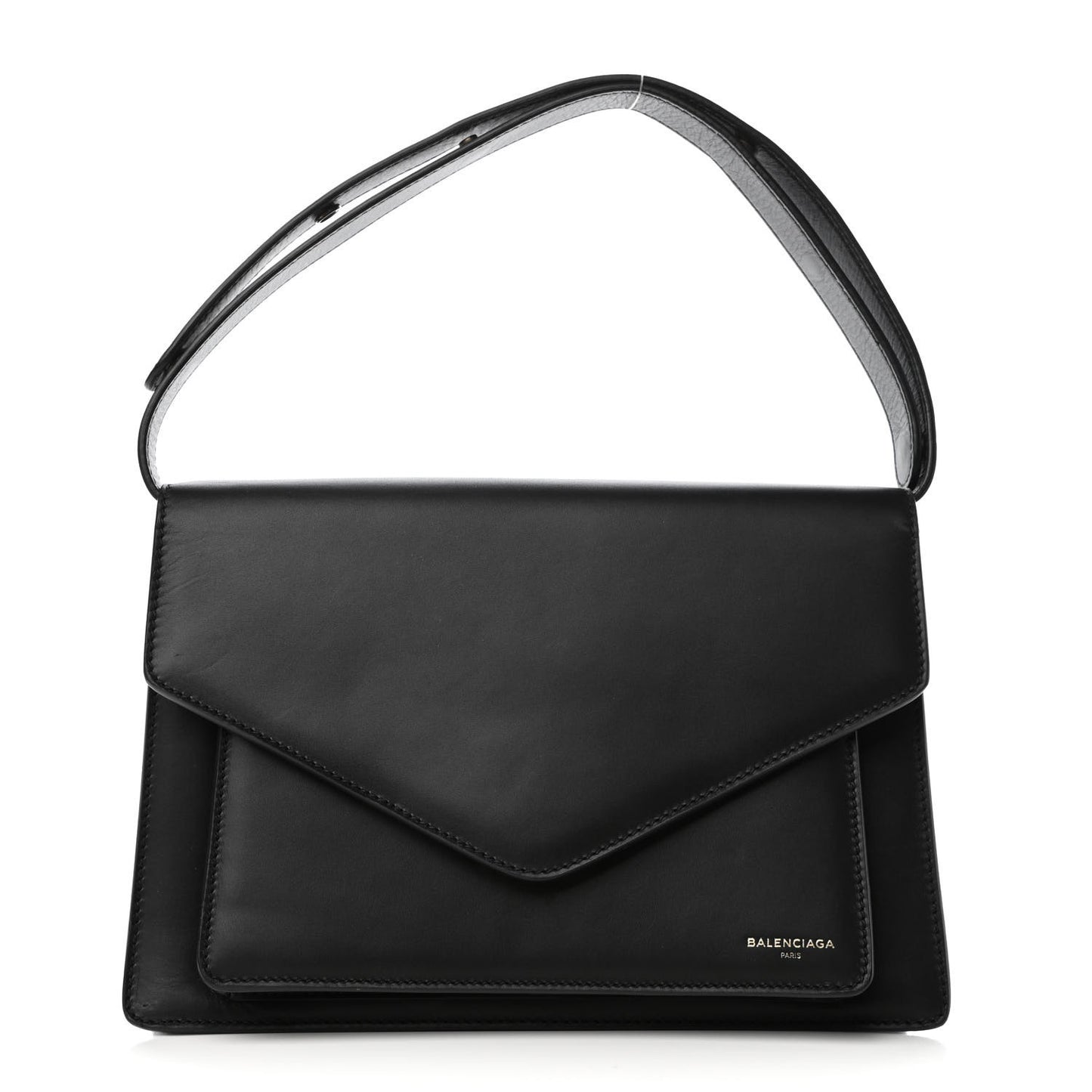 Calfskin Triangle Flap Shouder Bag Black