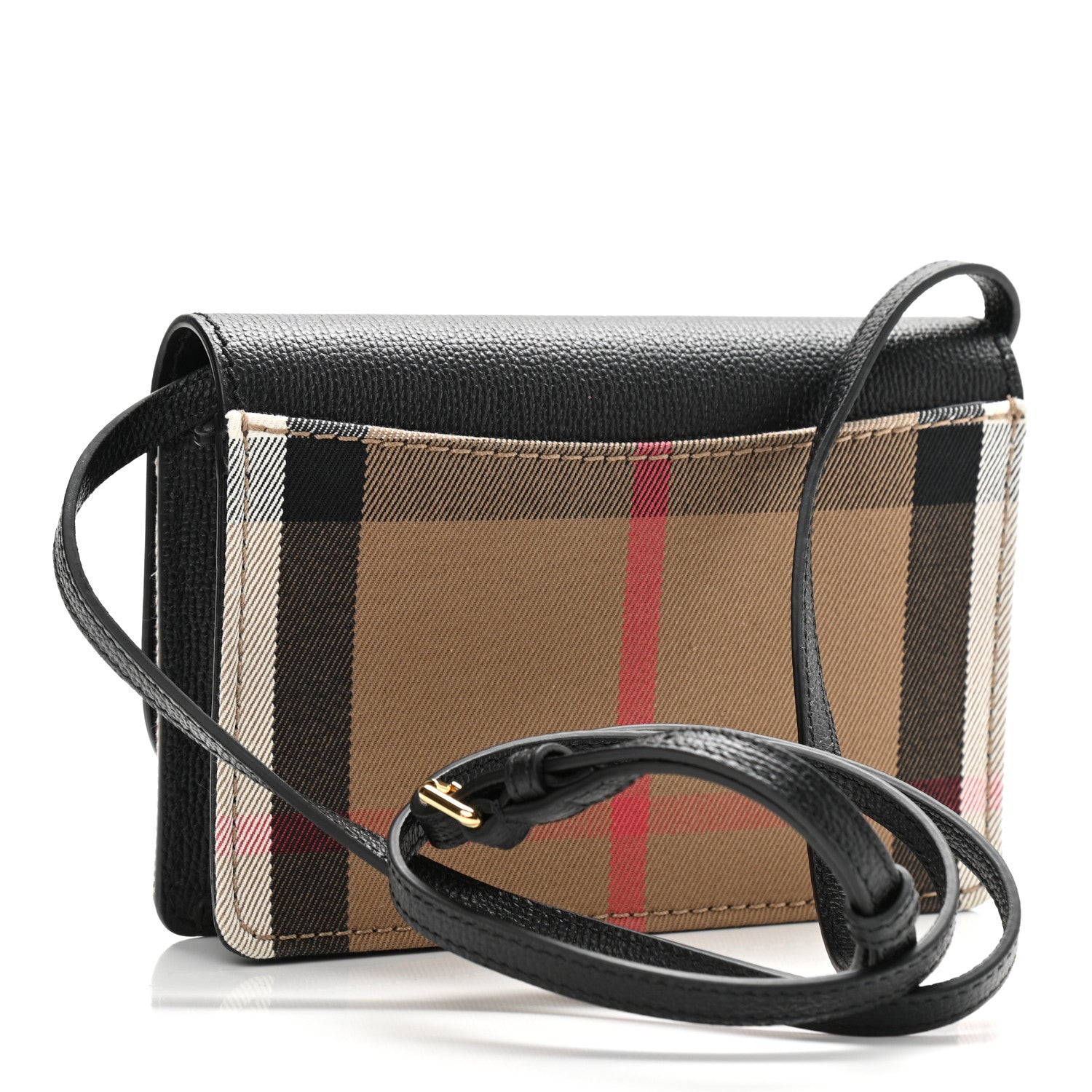 Burberry Derby Calfskin House Check Wallet On Chain Black 3 of 10