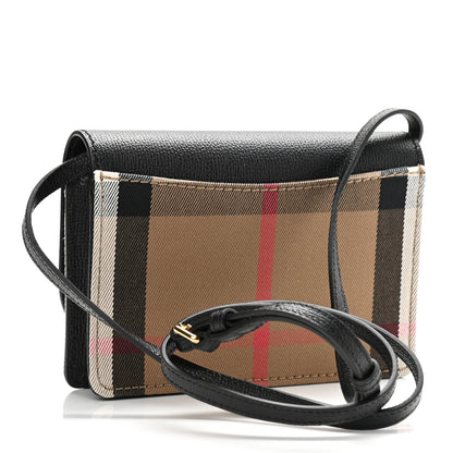 Burberry Derby Calfskin House Check Wallet On Chain Black 3 of 10