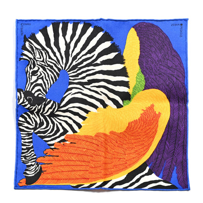Hermes Silk Zebra Pegasus Nano Scarf 20 Bleu Vif Jaune White 1 of 5