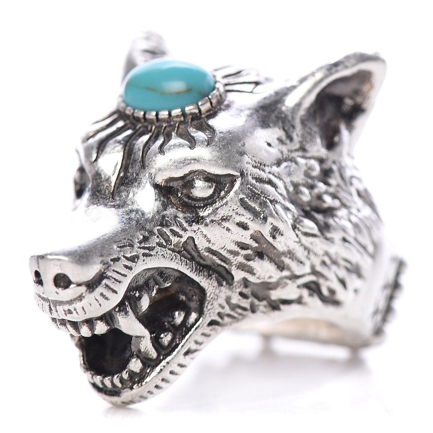 Sterling Silver Resin Anger Forest Wolf Head Ring 9