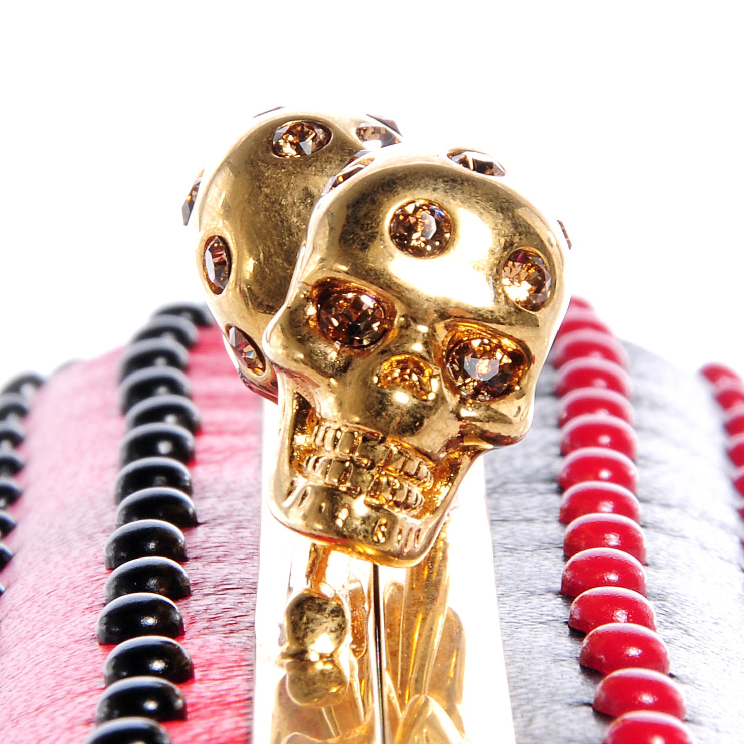 Alexander McQueen Nappa Bi-Color Twin Skull Box Clutch Black Red 12 of 13