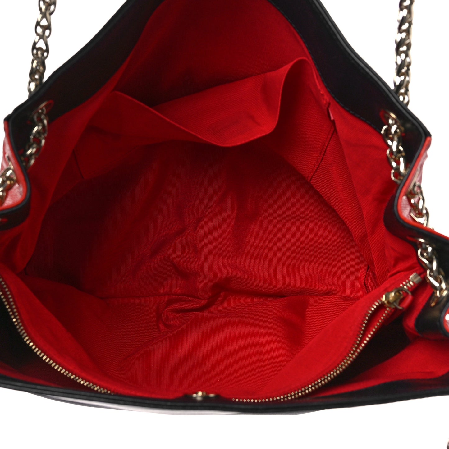 Grained Calfskin Artemis Fringe Shopping Tote Red Black