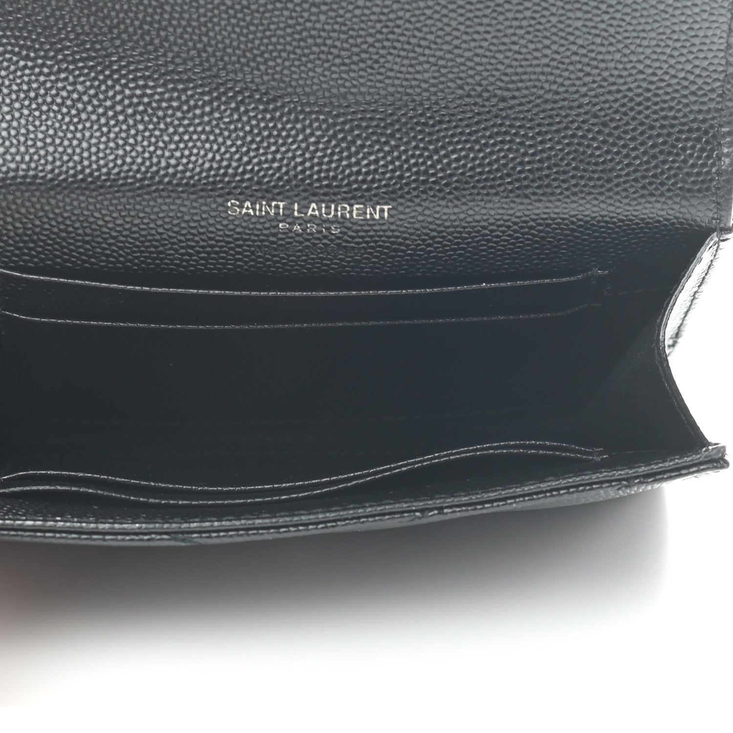 Saint Laurent Grain De Poudre Matelasse Chevron Small Monogram Envelope Wallet Black 5 of 6