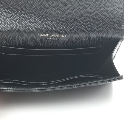 Saint Laurent Grain De Poudre Matelasse Chevron Small Monogram Envelope Wallet Black 5 of 6