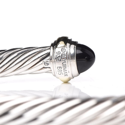 David Yurman Sterling Silver 14K Yellow Gold Black Onyx 7mm Cable Classics Bracelet 4 of 5