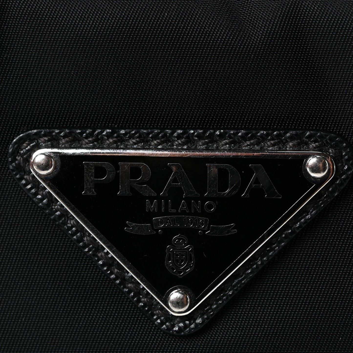 Re-Nylon Saffiano Pocket Single Snap Buckle Shoulder Bag Black