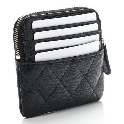 Chanel Caviar Quilted Zip Card Holder Wallet Black 3 of 8