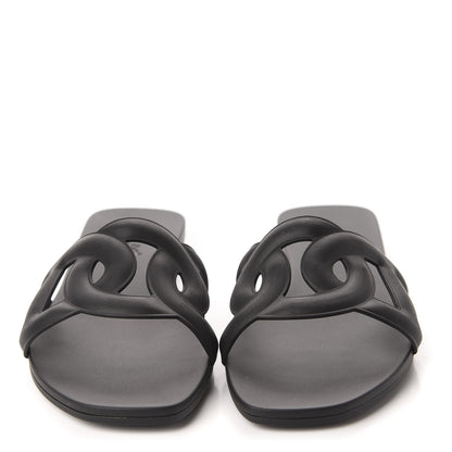 Hermes Rubber Aloha Sandals 35 Black 2 of 10