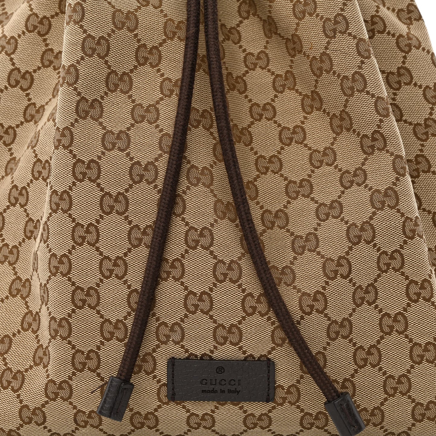 Monogram Dollar Calfskin O Drawstring Backpack Beige Ebony Testa di Moro Dark Chocolate