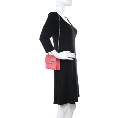 Hermes Chevre Chamkila Mini Verrou Chaine Bag Rose Lipstick 2 of 12