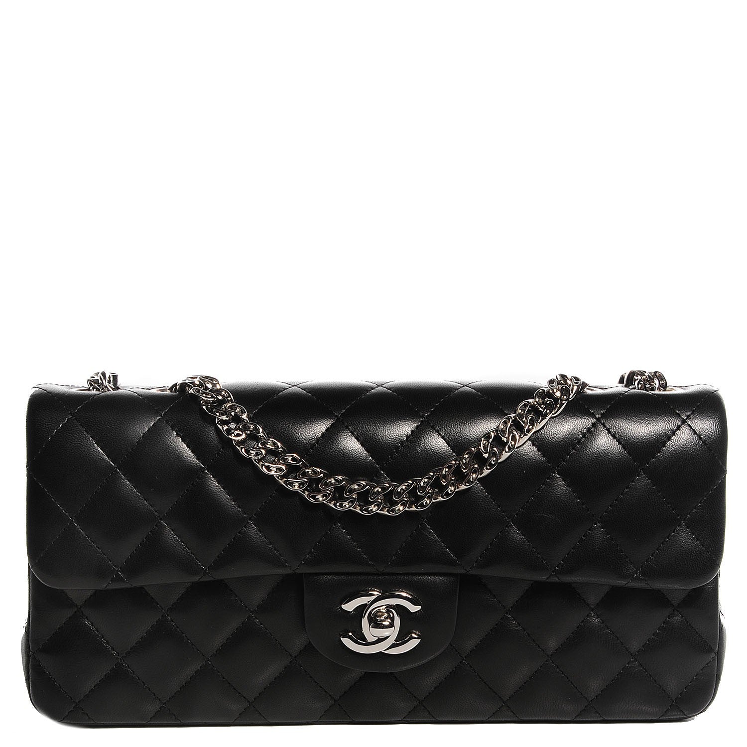Chanel Lambskin Quilted East West Flap Black 1 of 8