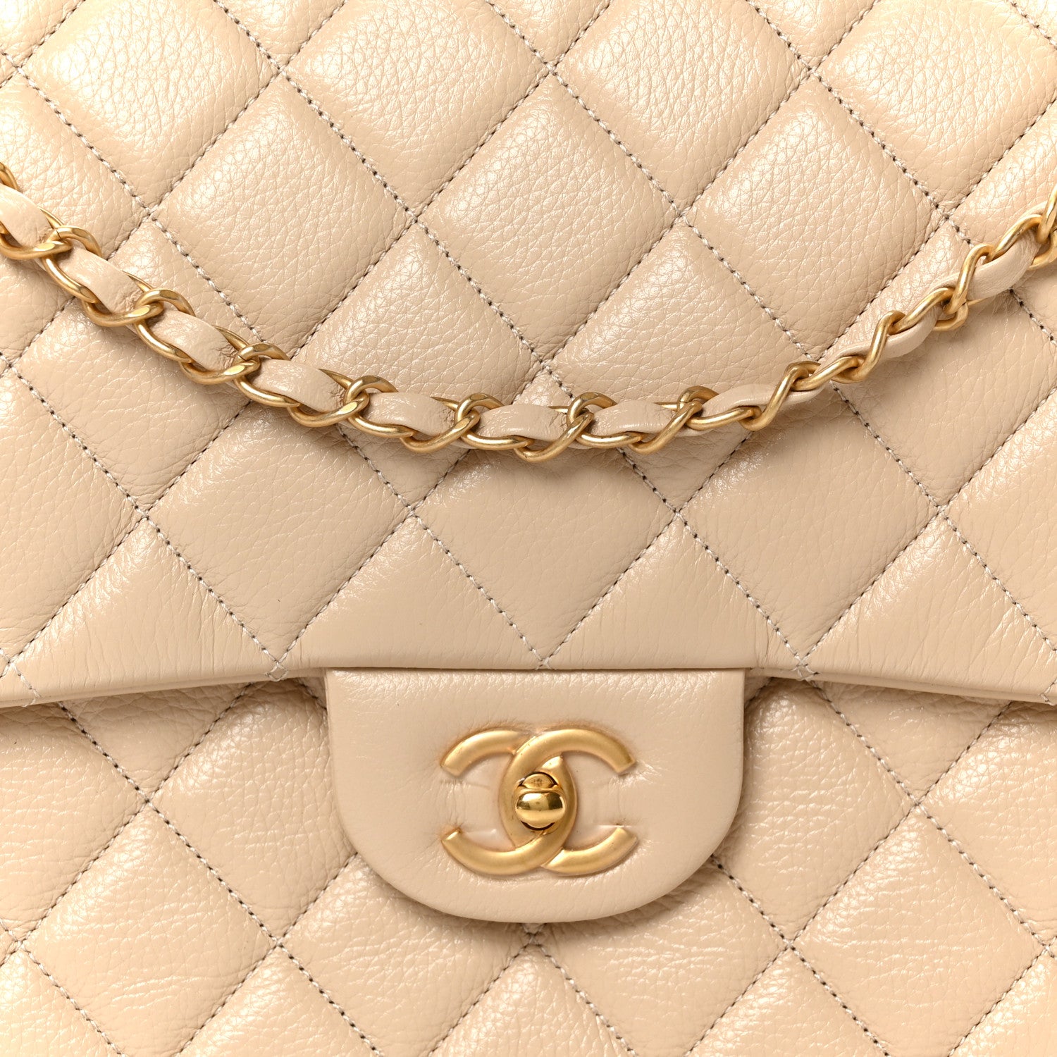 Chanel Grained Calfskin Quilted XXL Travel Flap Bag Beige 9 of 12