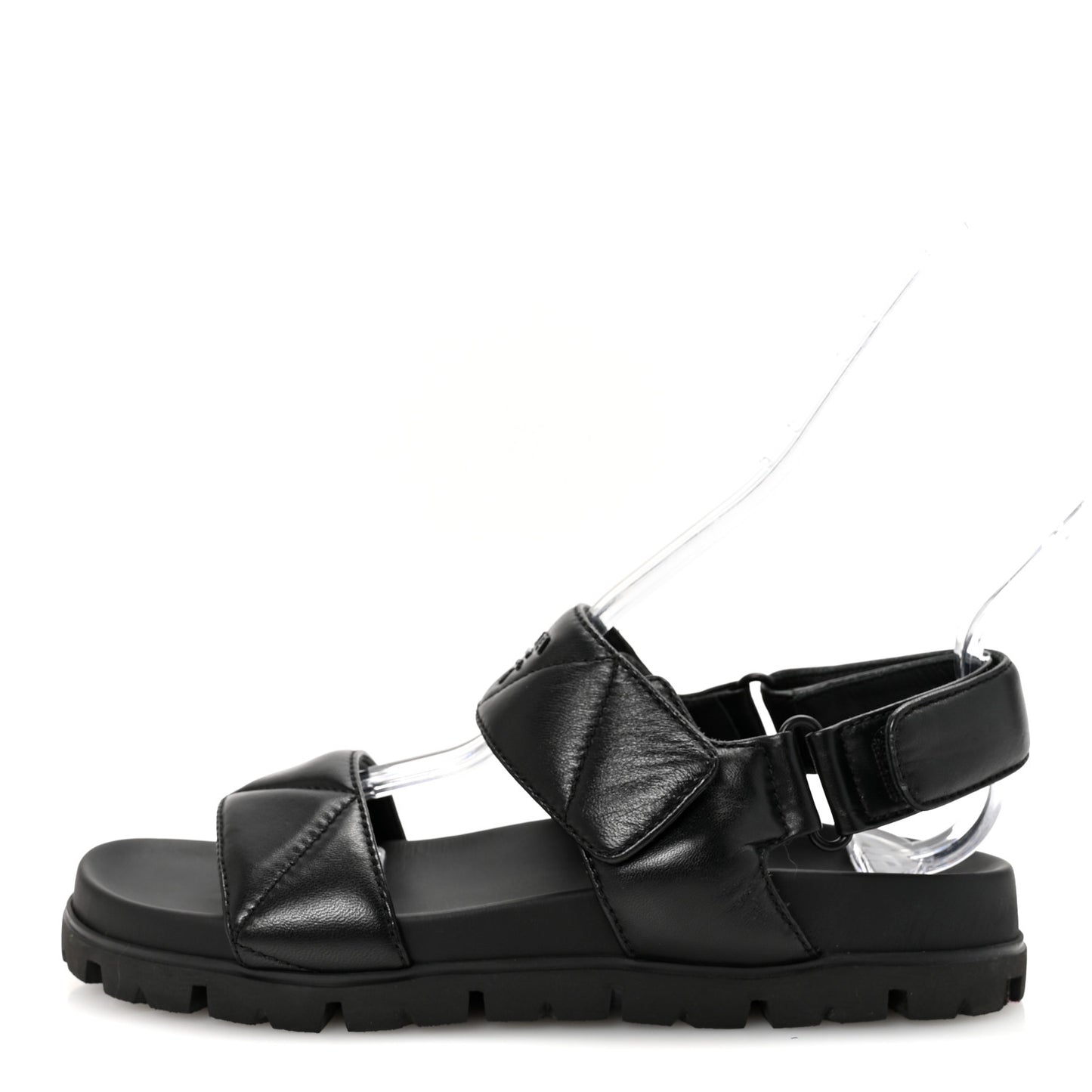 Nappa Logo Quilted 20mm Sport Sandals 37.5 Black