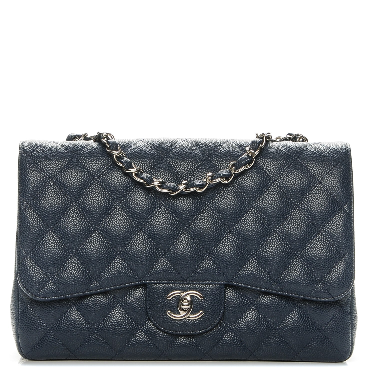Chanel Caviar Jumbo Single Flap Navy Blue 1 of 7