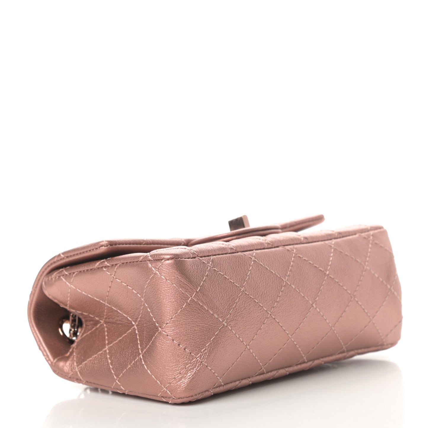 Metallic Grained Calfskin Quilted 2.55 Reissue Mini Flap Copper Pink