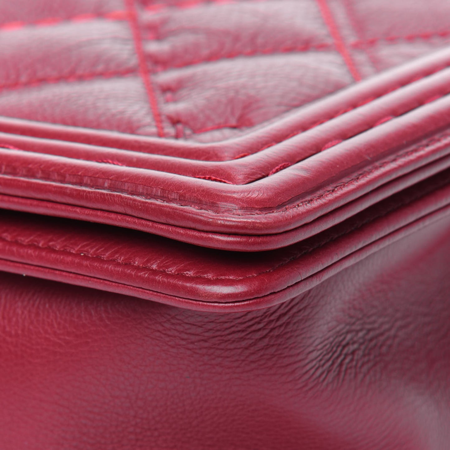Calfskin Stitched New Medium Boy Flap Red