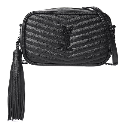 Saint Laurent Grain De Poudre Matelasse Monogram Mini Lou Camera Bag Black 1 of 11