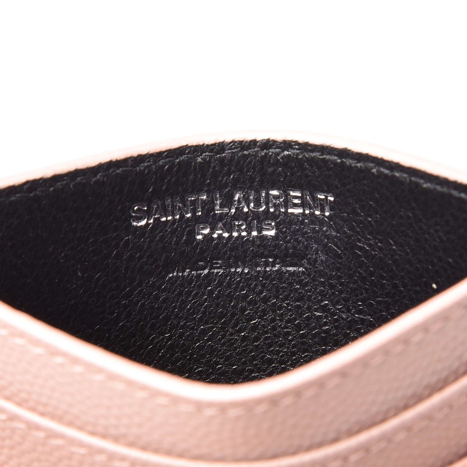 Saint Laurent Grain De Poudre Matelasse Chevron Monogram Credit Card Case Pale Blush 6 of 7