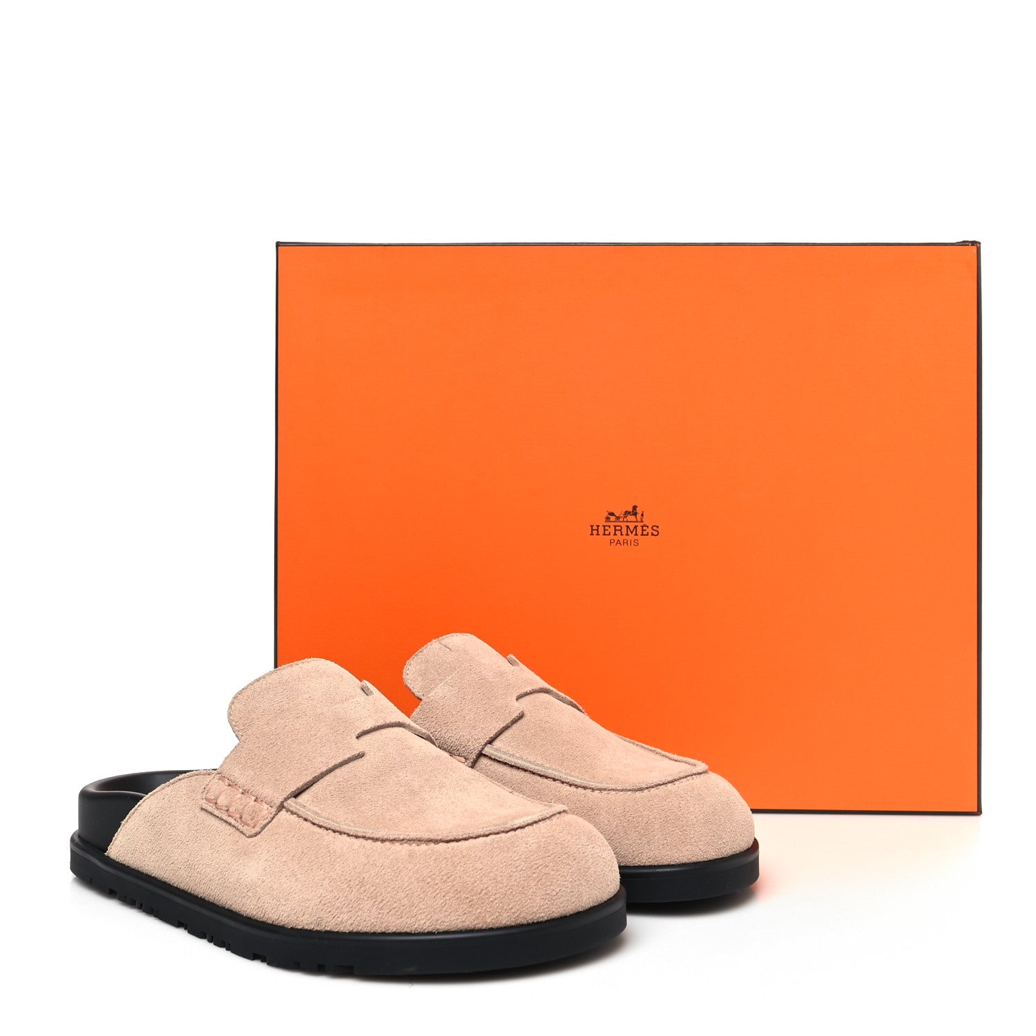 Hermes Suede Calfskin Go Mules 37 Beige Nude 10 of 10