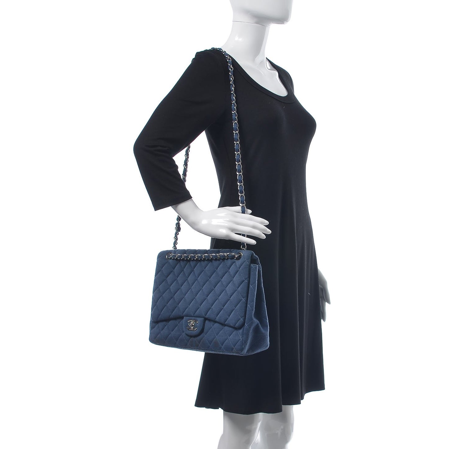 Jersey Quilted Maxi Single Flap Blue