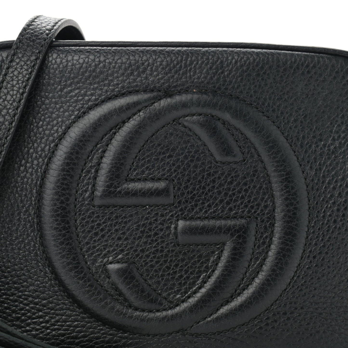 Pebbled Calfskin Small Soho Disco Bag Black
