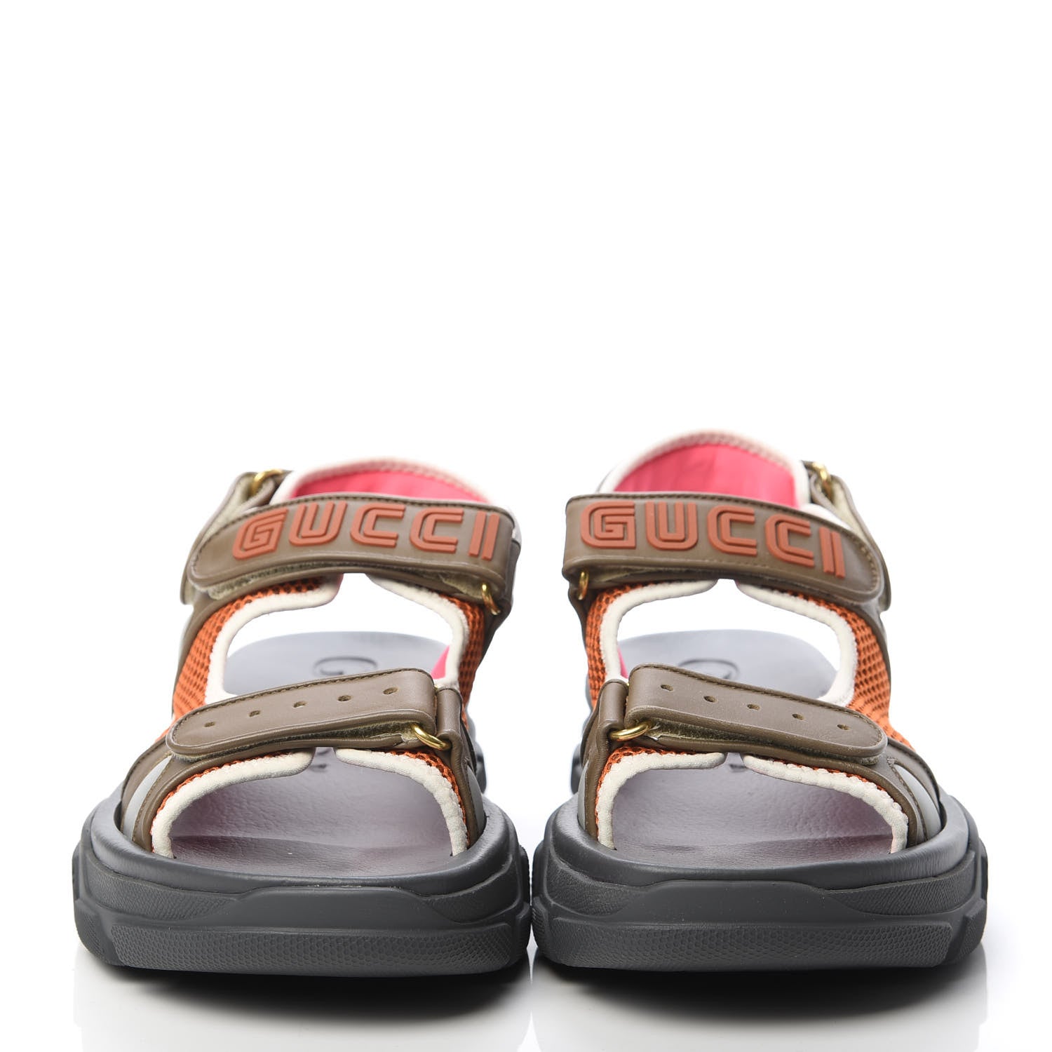 Gucci X SEGA Nappa Mesh Mens Aguru Sandals 9 Black Green Orange 2 of 8