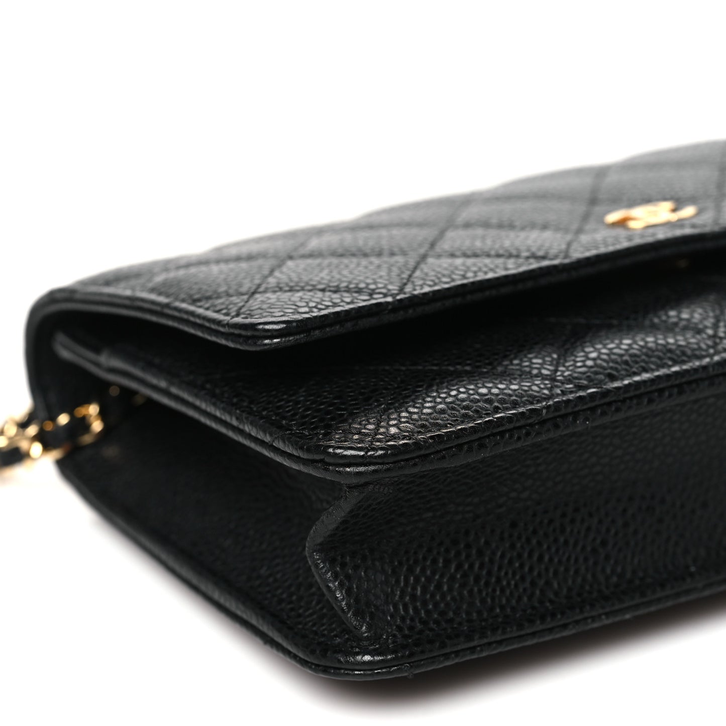 Caviar Quilted Wallet on Chain WOC Black