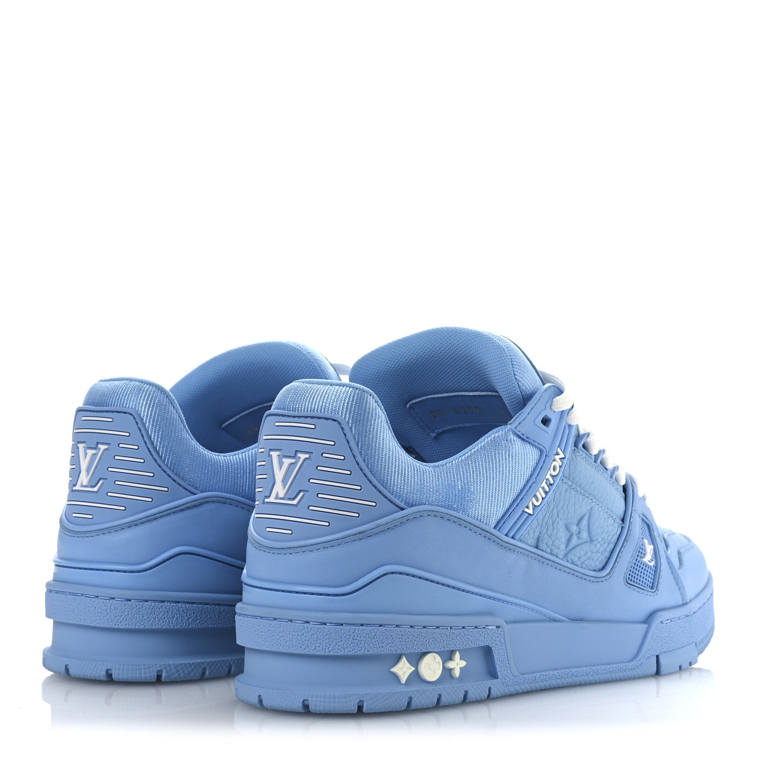 Louis Vuitton Calfskin Embossed Monogram Mens LV Trainer Sneakers 6 Blue 5 of 10