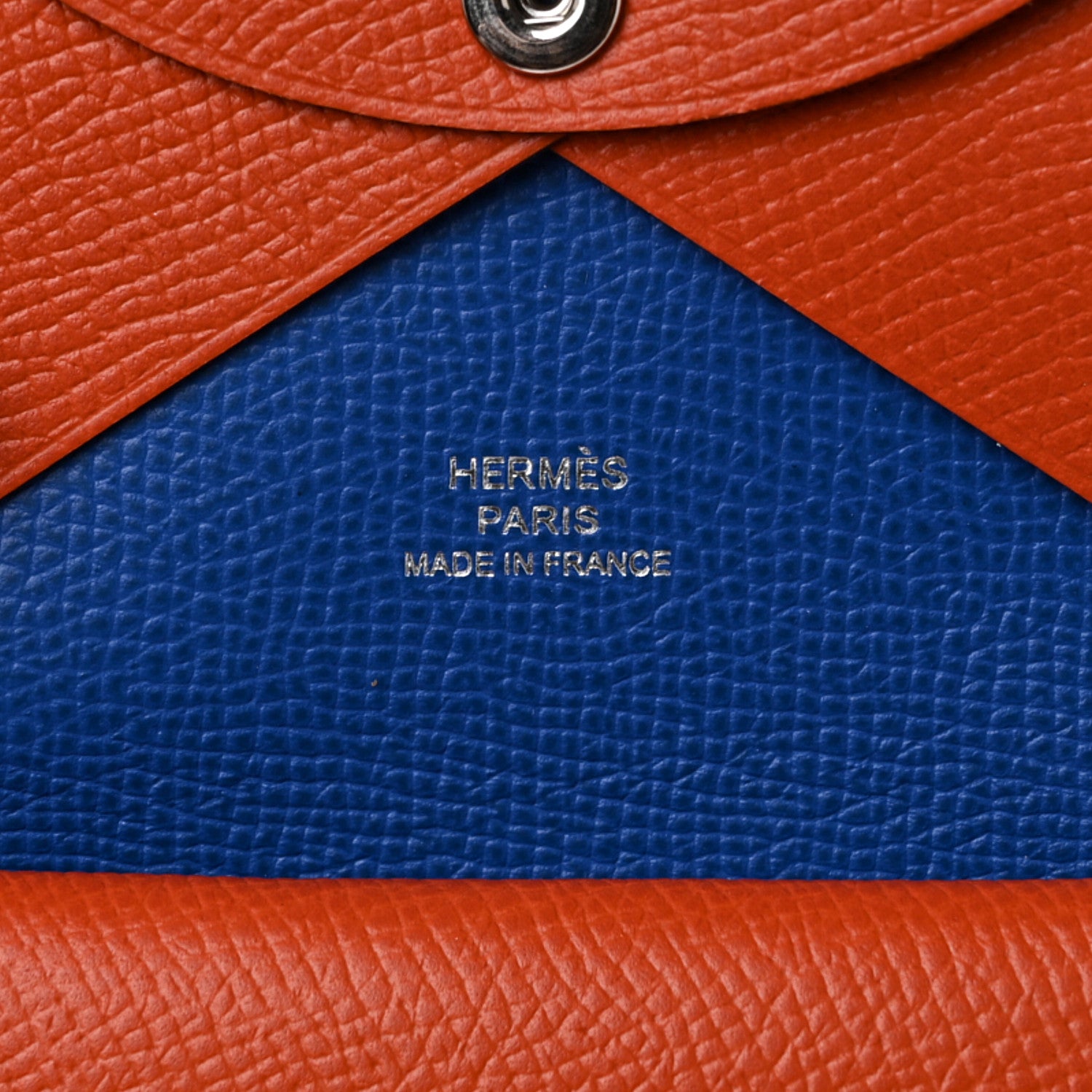 Hermes Epsom Verso Calvi Duo Card Case Orange Poppy Bleu Electrique 6 of 9