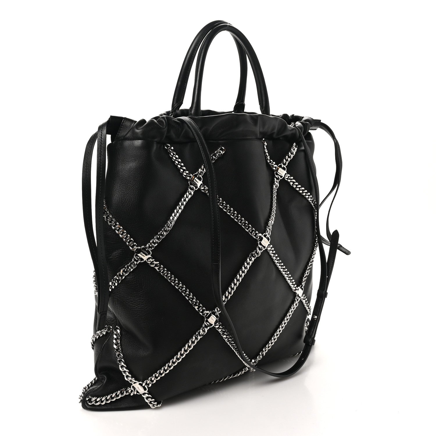 Salvatore Ferragamo Nappa Chain Drawstring Shoulder Bag Black 4 of 9