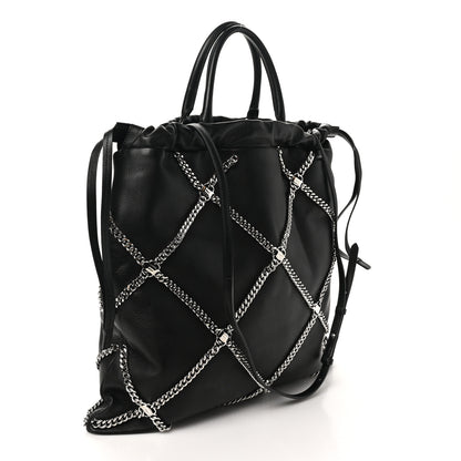 Salvatore Ferragamo Nappa Chain Drawstring Shoulder Bag Black 4 of 9