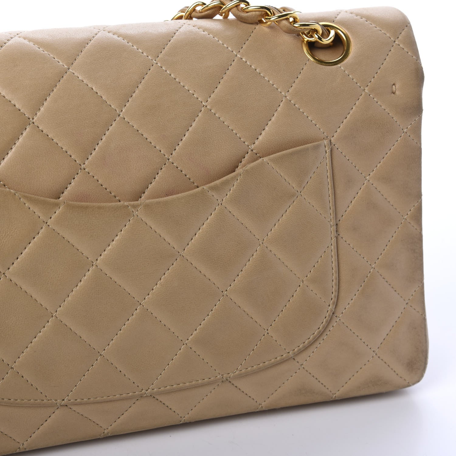 Chanel Lambskin Quilted Medium Double Flap Beige 12 of 13