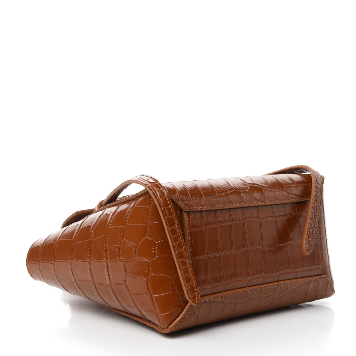 Celine Calfskin Crocodile Embossed Nano Belt Bag Camel 4 of 11