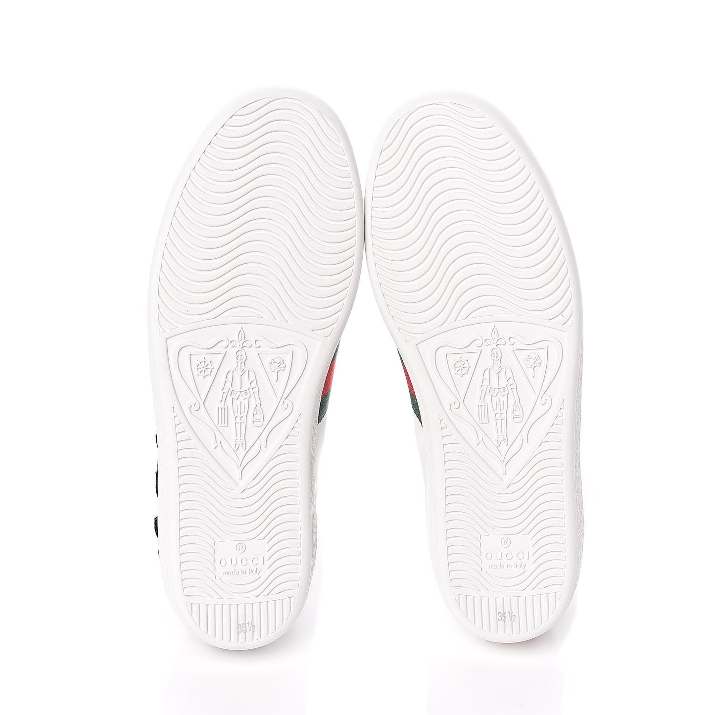Calfskin Web Floral Embroidered Womens Ace Sneakers 35.5 White