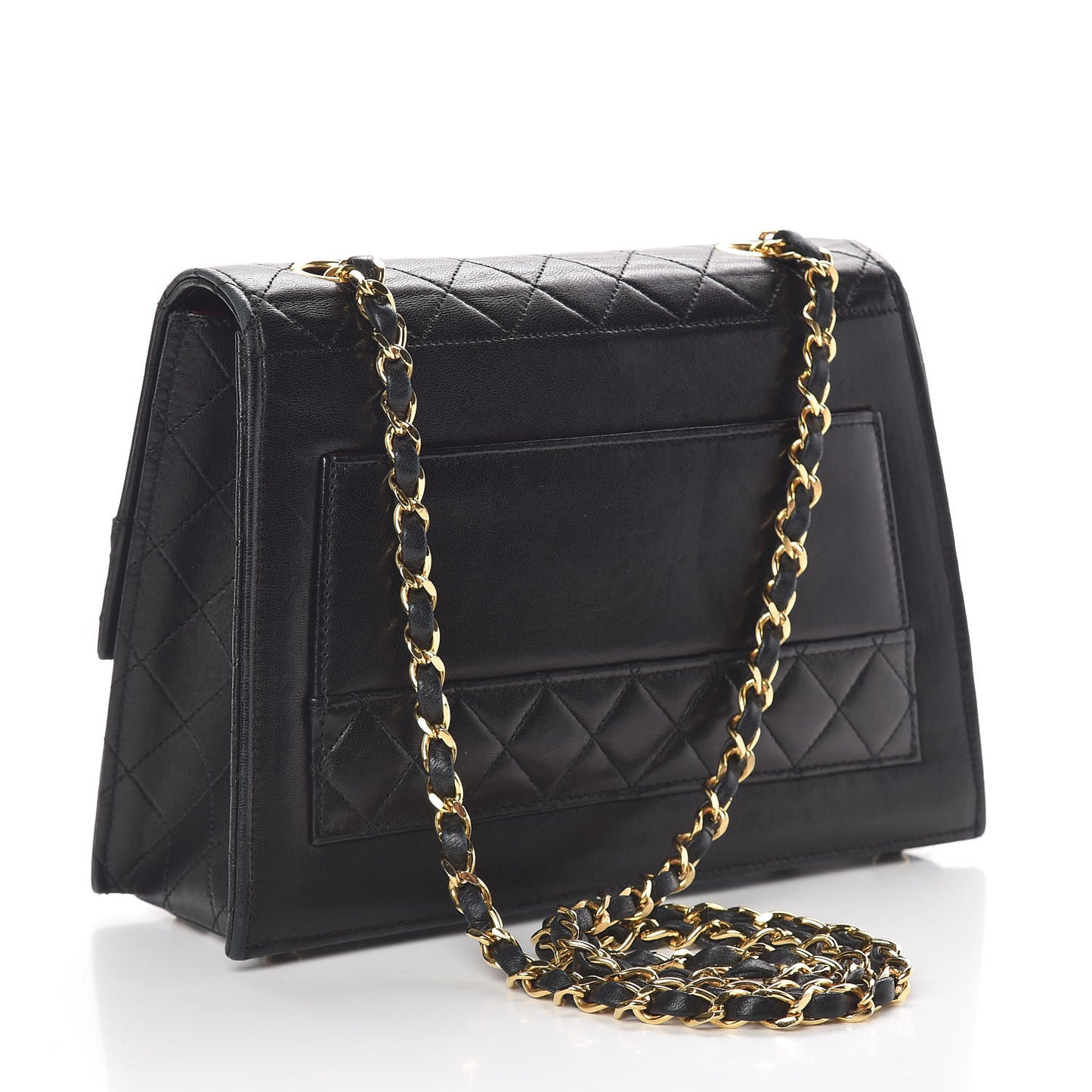 Lambskin Quilted Shoulder Flap Bag Black