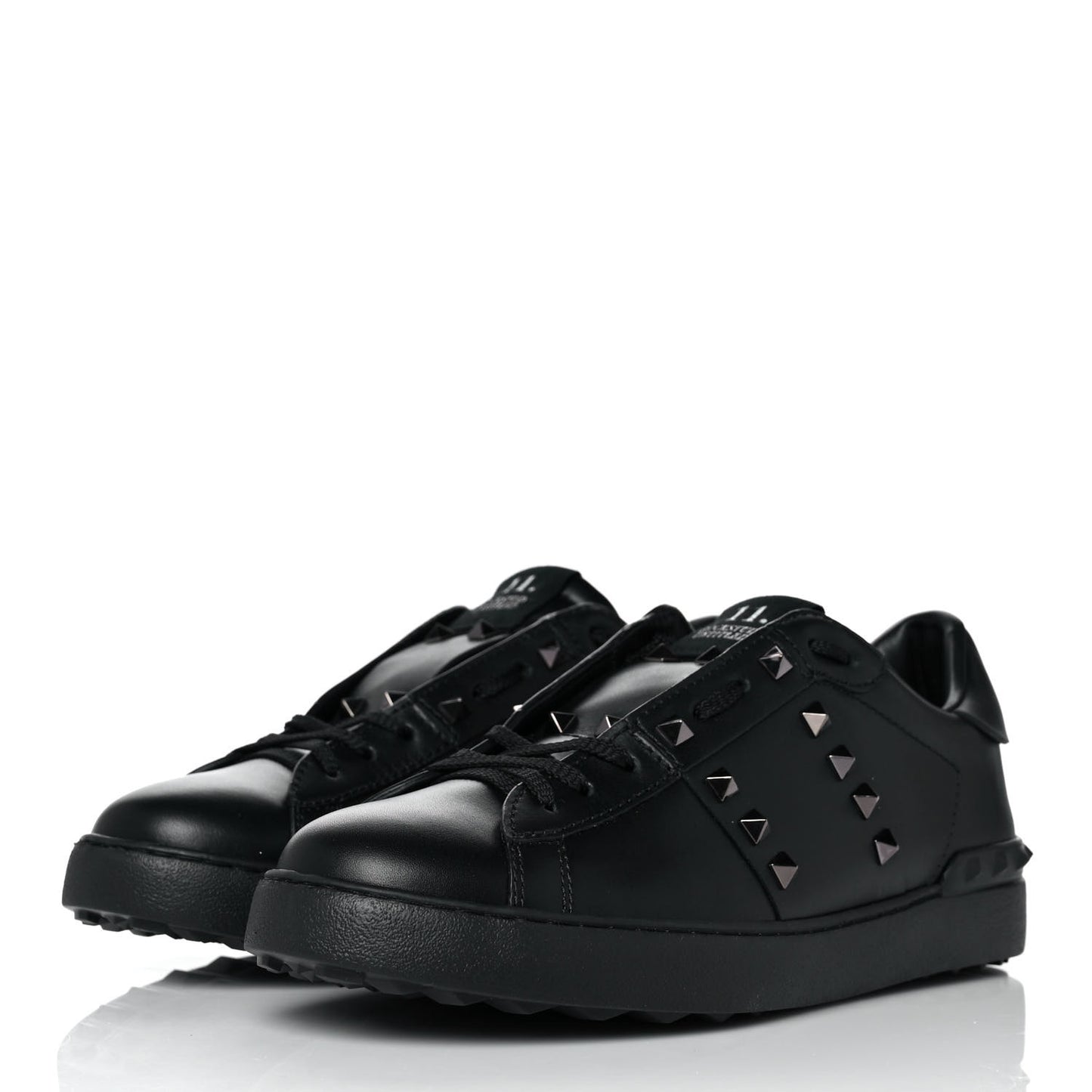 Calfskin Mens Rockstud Untitled Open Sneakers 40.5 Black