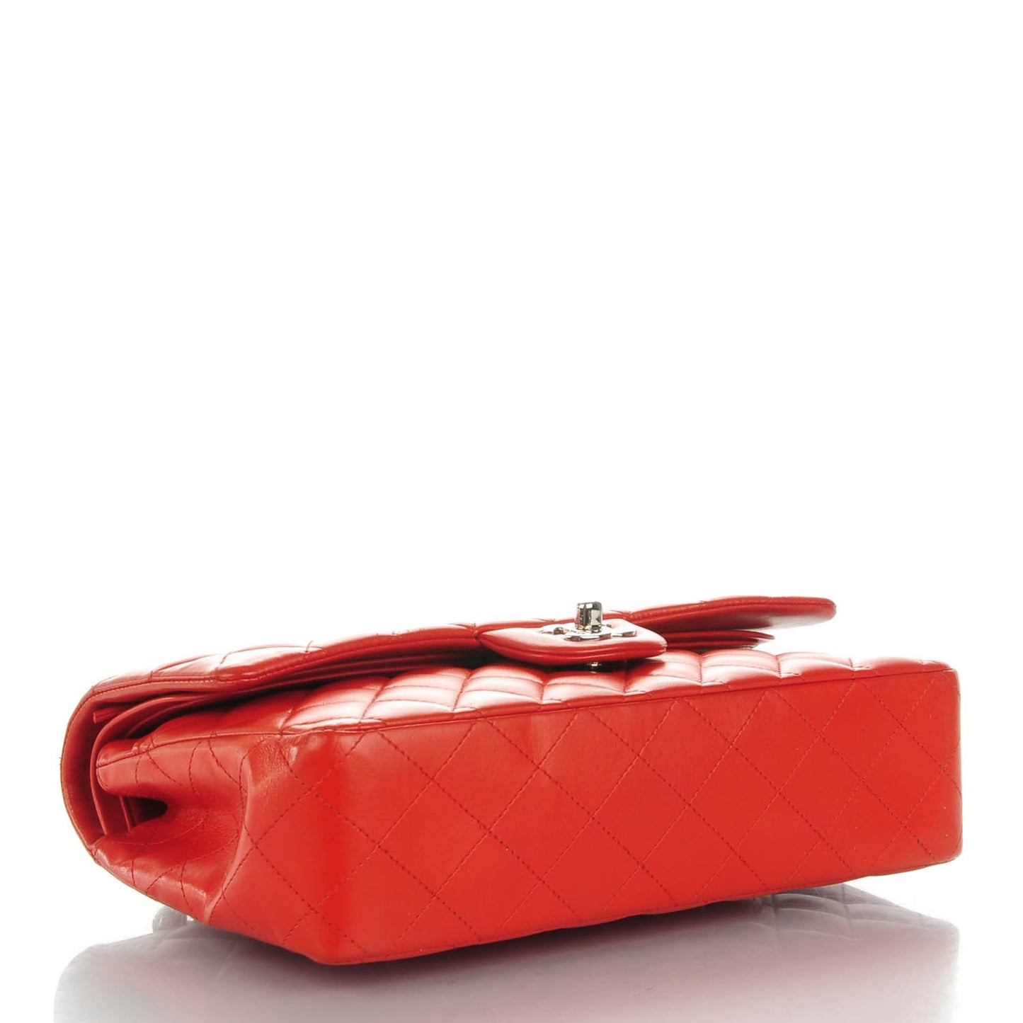 Lambskin Quilted Medium Double Flap Red