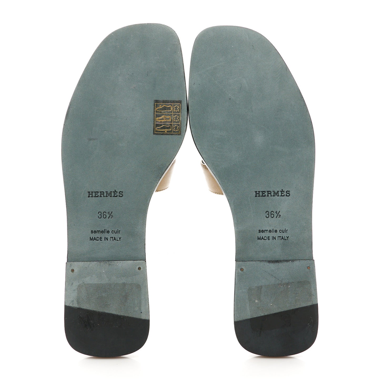 Metallic Epsom Oran Sandals 36.5 Vert Bronze