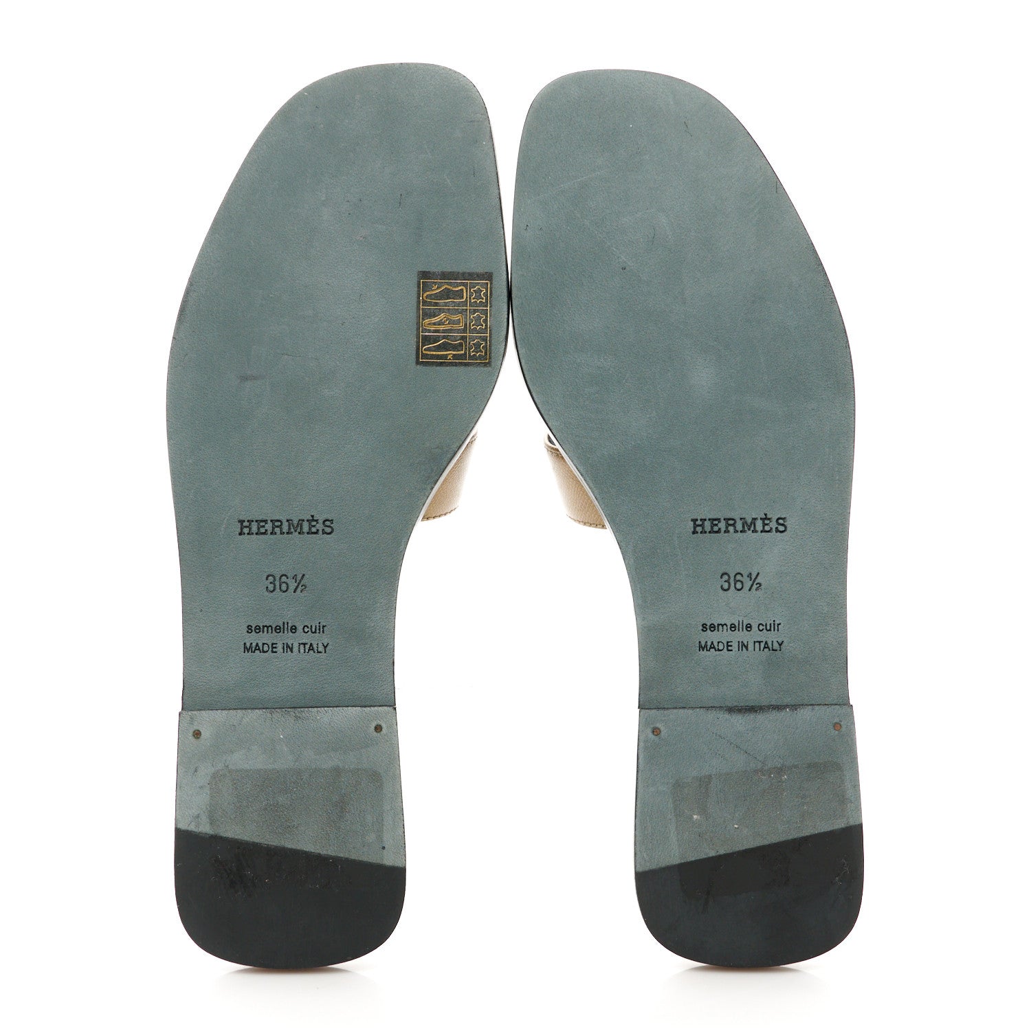 Hermes Metallic Epsom Oran Sandals 36.5 Vert Bronze 6 of 9