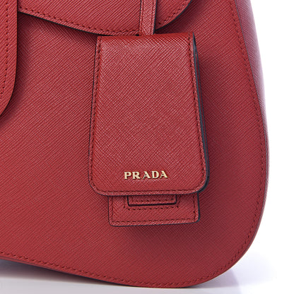 Prada Saffiano Lux Large Sidione Top Handle Bag Fuoco 10 of 10