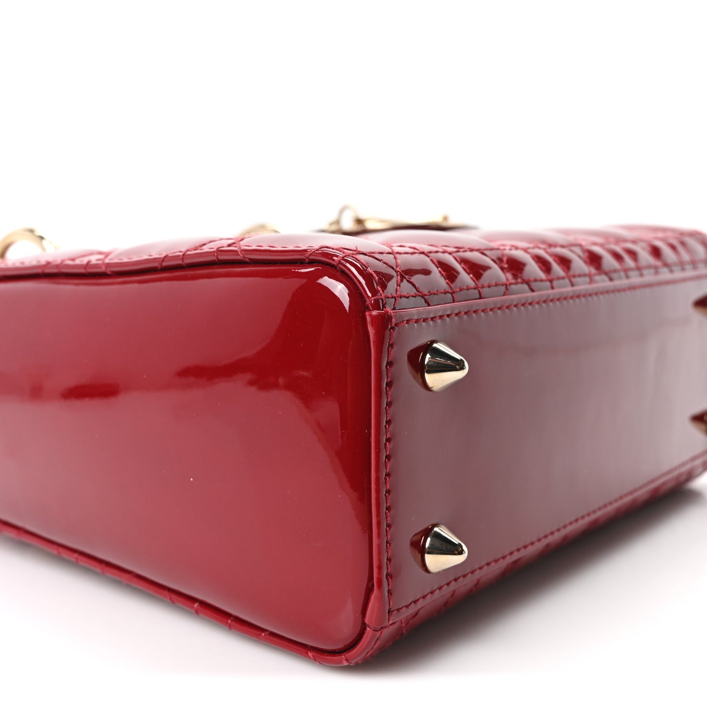 Patent Cannage Small Lady Dior Cherry Red
