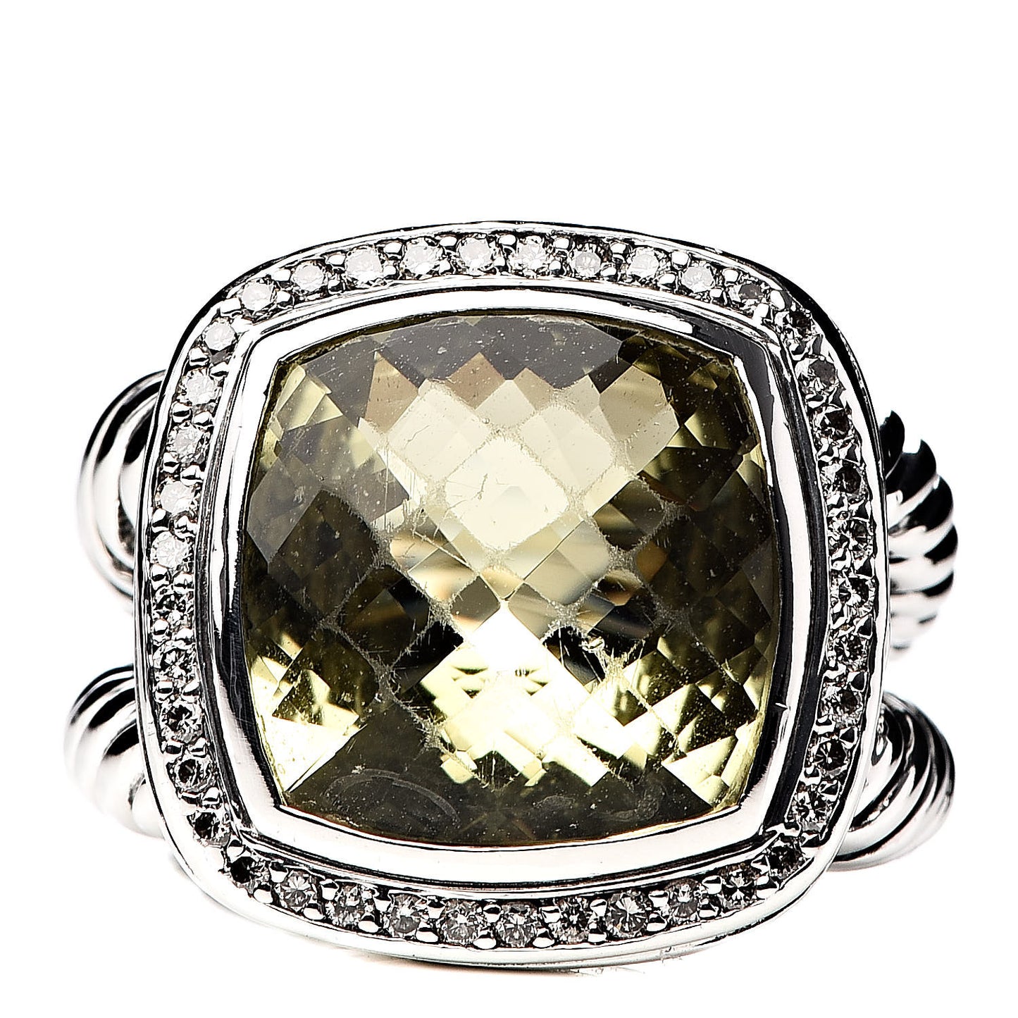 Sterling Silver Diamond Lemon Citrine 14mm Albion Ring 54 7